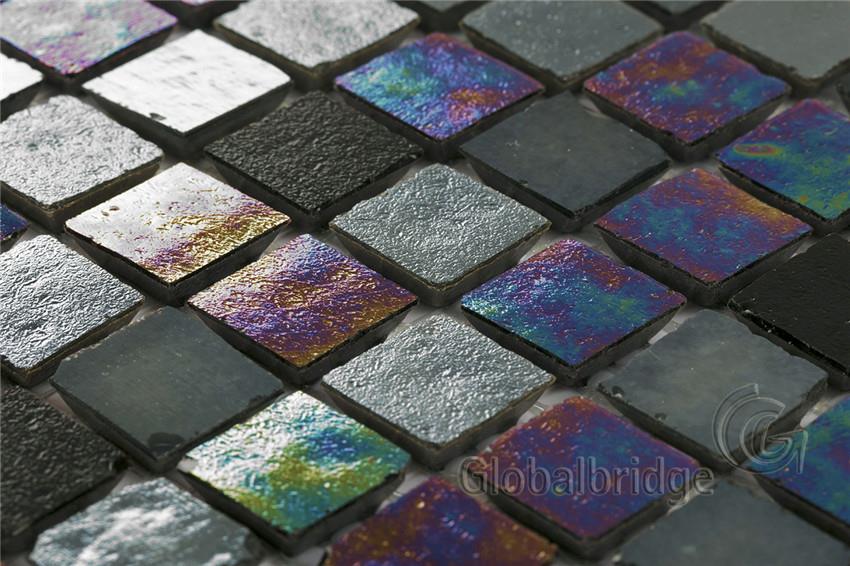 iridescent glass tile backsplash