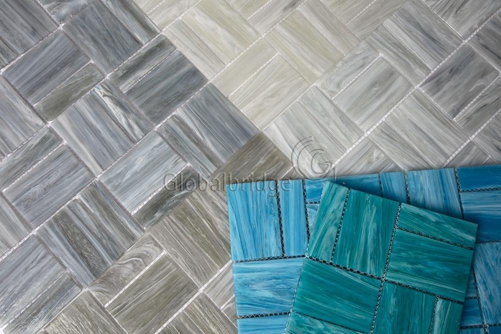 Stream rectangle glass mosaic kitchen wall tiles