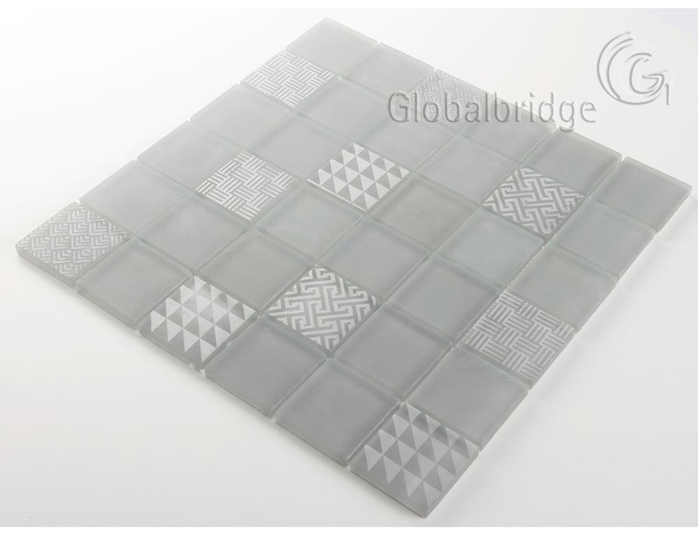 Engraving crystal glass mosaic tiles bathroom glass mirror tiles