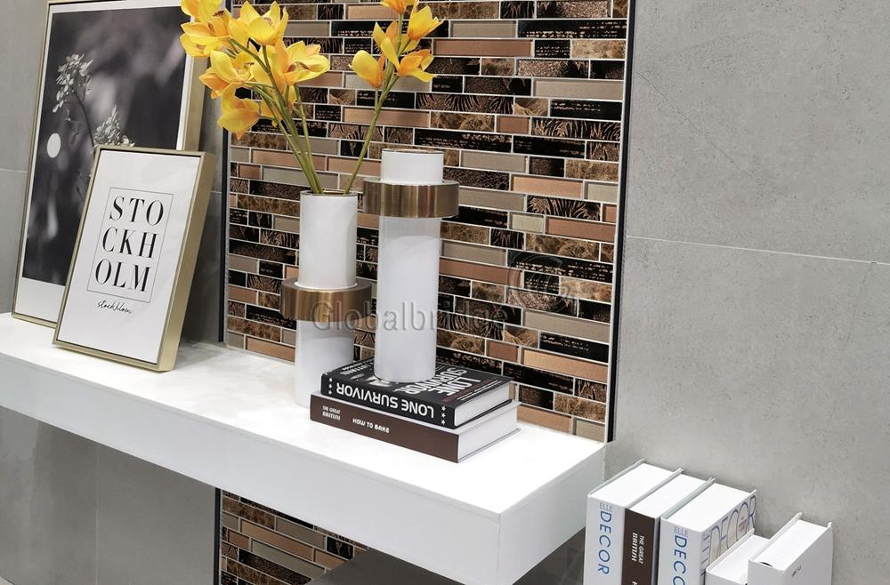 Glass and stone mosaic wall tile