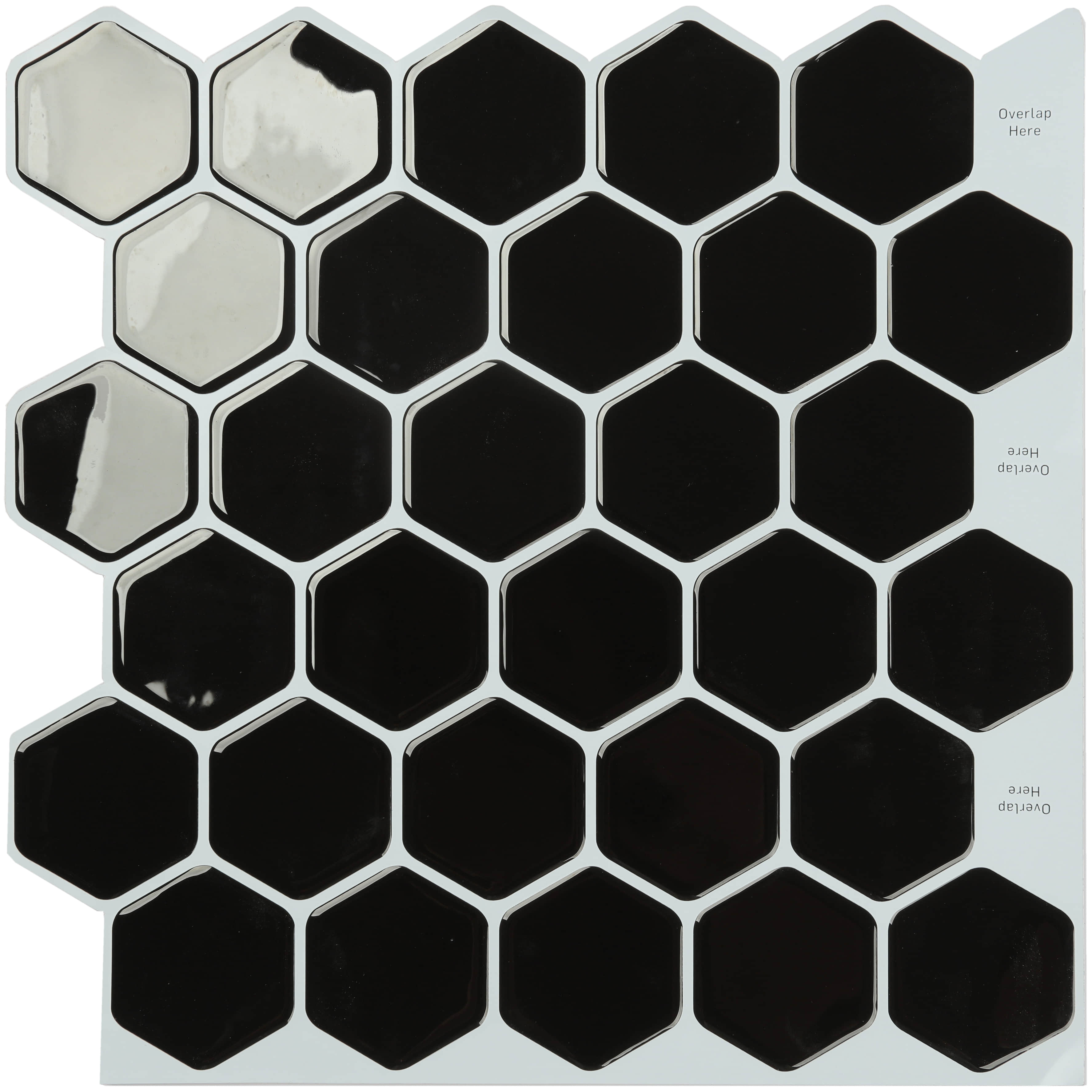 Hexagon Black Vinyl Mosaic tile Wall Sheets
