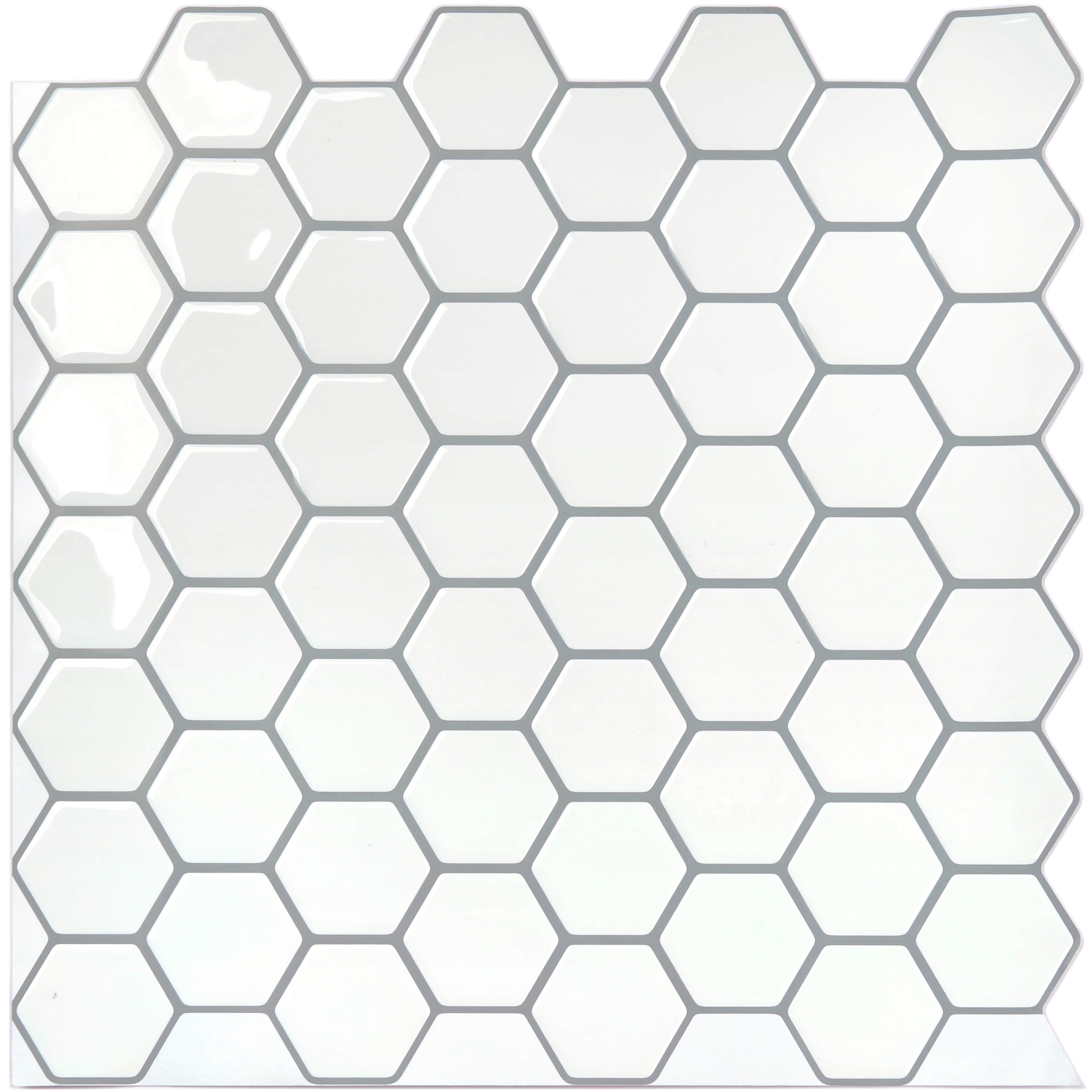 White Hexagon Vinyl Mosaic tile Sheets
