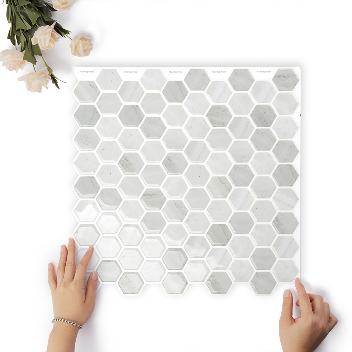 Self adhesive Vinyl Hexagon Mosaic Tile Sheets