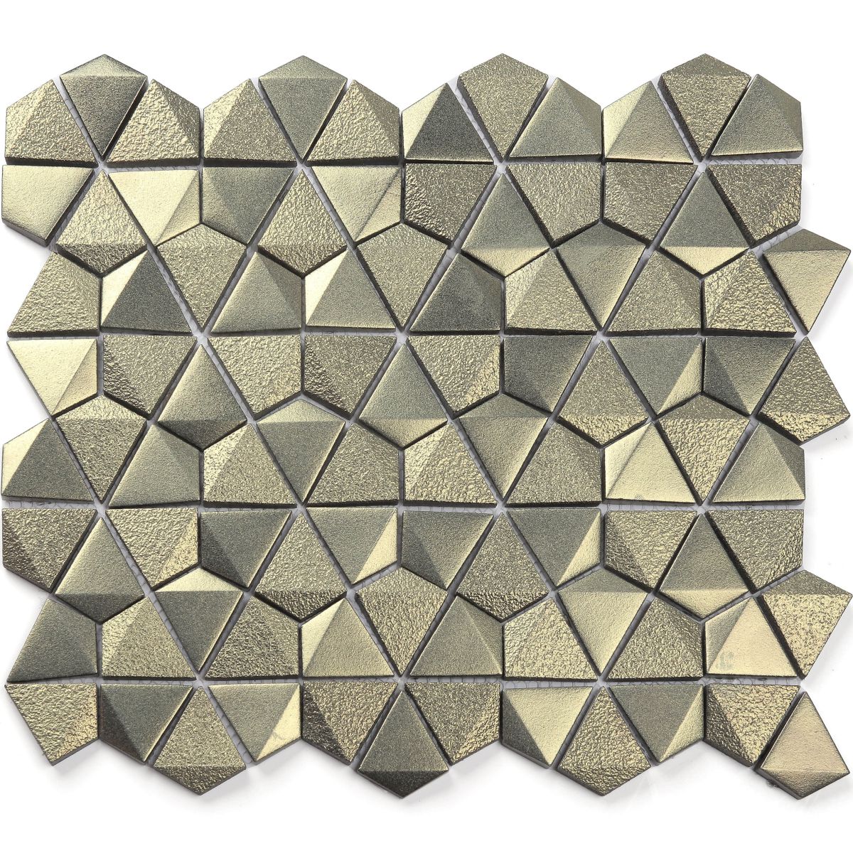 Metallic Enamel-3D Hexagon-Champagne gold