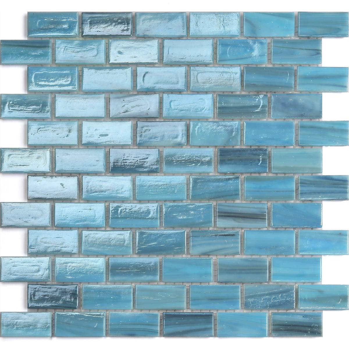 Antique glass mosaic tiles in shower