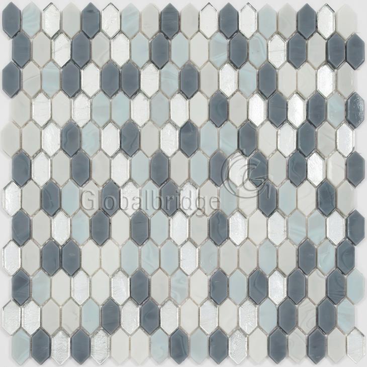 Creamy Unique Glass Mosaic Bathroom Wall Tiles