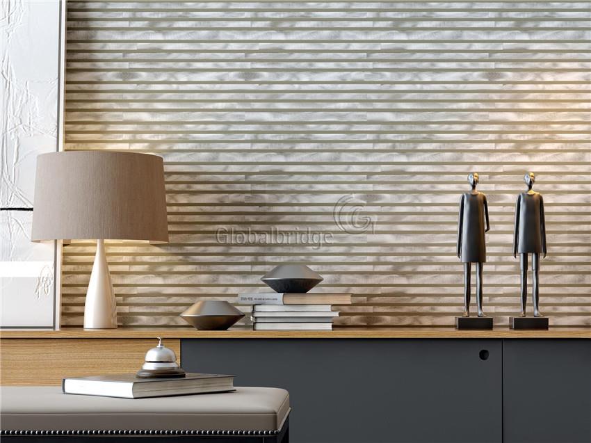 silver backsplash tile