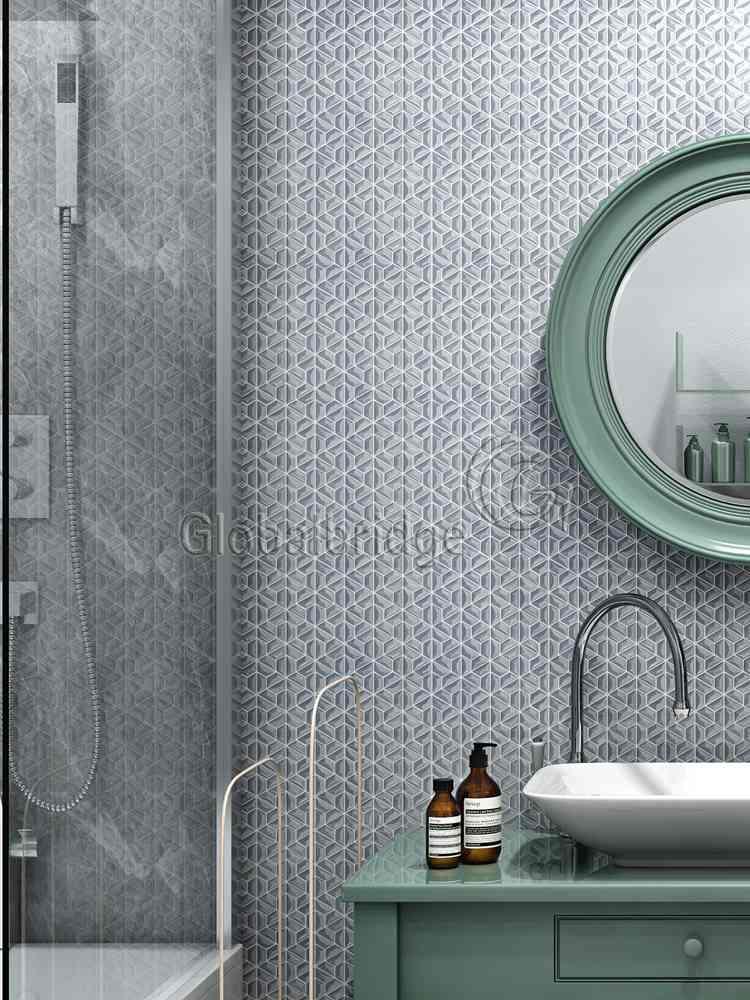 Unique design recycle glass mosaic wall art 3d tiles