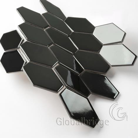 Hexagon Bathroom Polished Porcelain Mosaic Tile