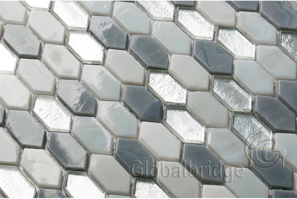 Creamy Unique Glass Mosaic Bathroom Wall Tiles