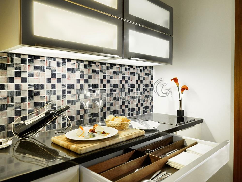 Inkjet Bathroom Wall Mosaic Glass Sheets