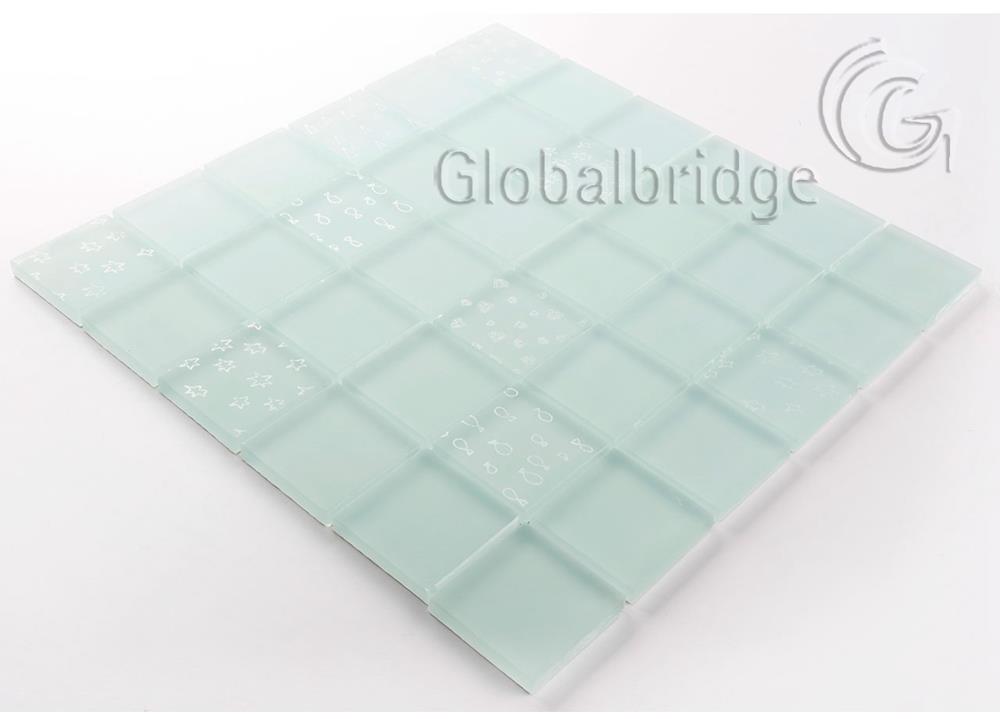 Engraving crystal glass mosaic tiles bathroom glass mirror tiles