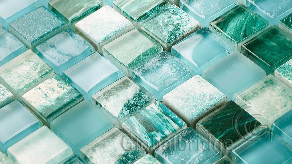 Mixed Color decorative wall tiles Mosaic Crystal Glass & Stone Mix Mosaic Tiles