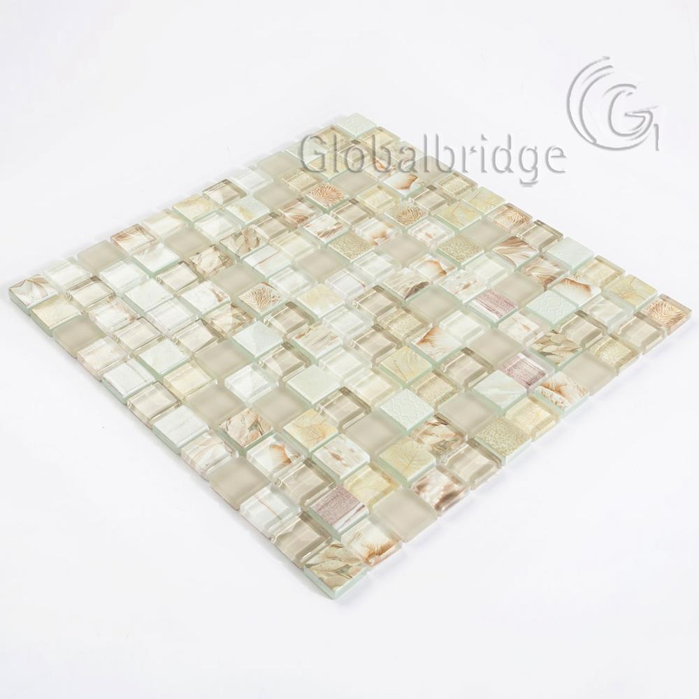 Mixed Color decorative wall tiles Mosaic Crystal Glass & Stone Mix Mosaic Tiles