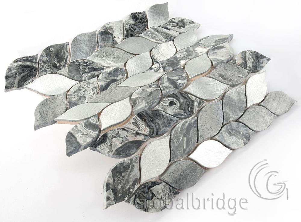 Marble mix Aluminum mosaic tile stone mosaics marble mosaic tile