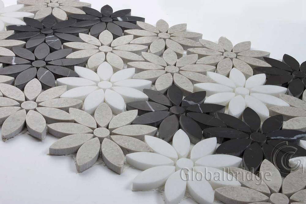 Interior marble stone tiles wall flower mosaic