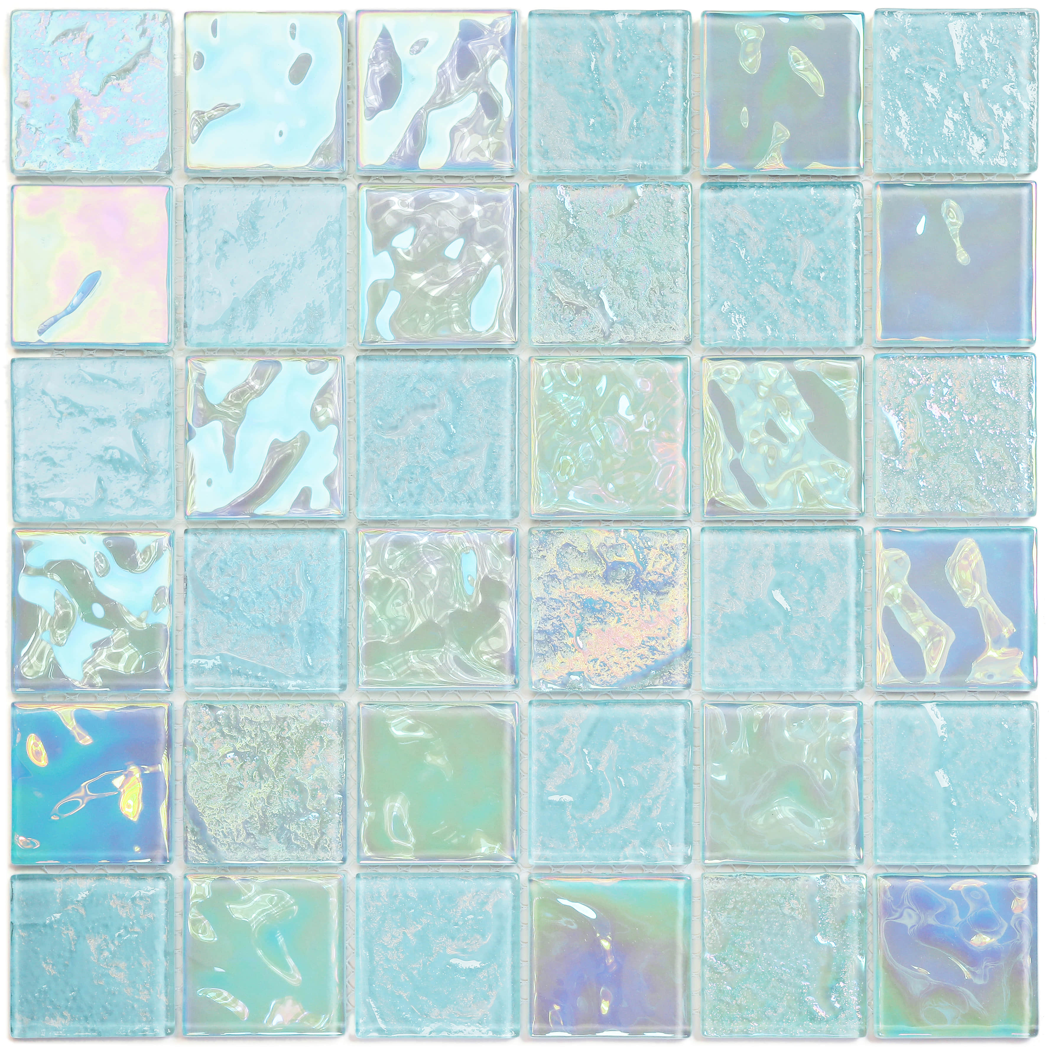 Wavy hot melt glass pool tiles