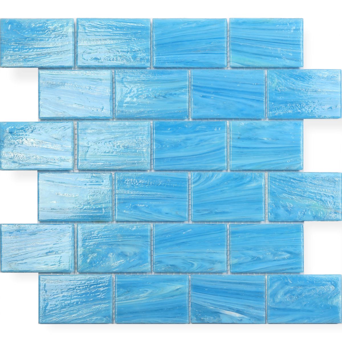 Blue Tube Stream Glass Mosaic Pool Bottom Tile 