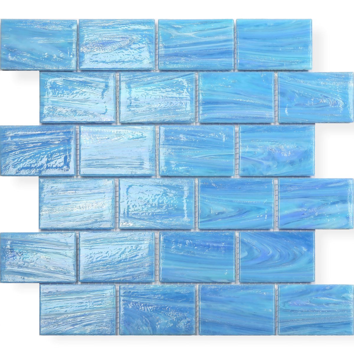 Hot-melted Glass Blue Stream Texture Pool Tile Mosaic