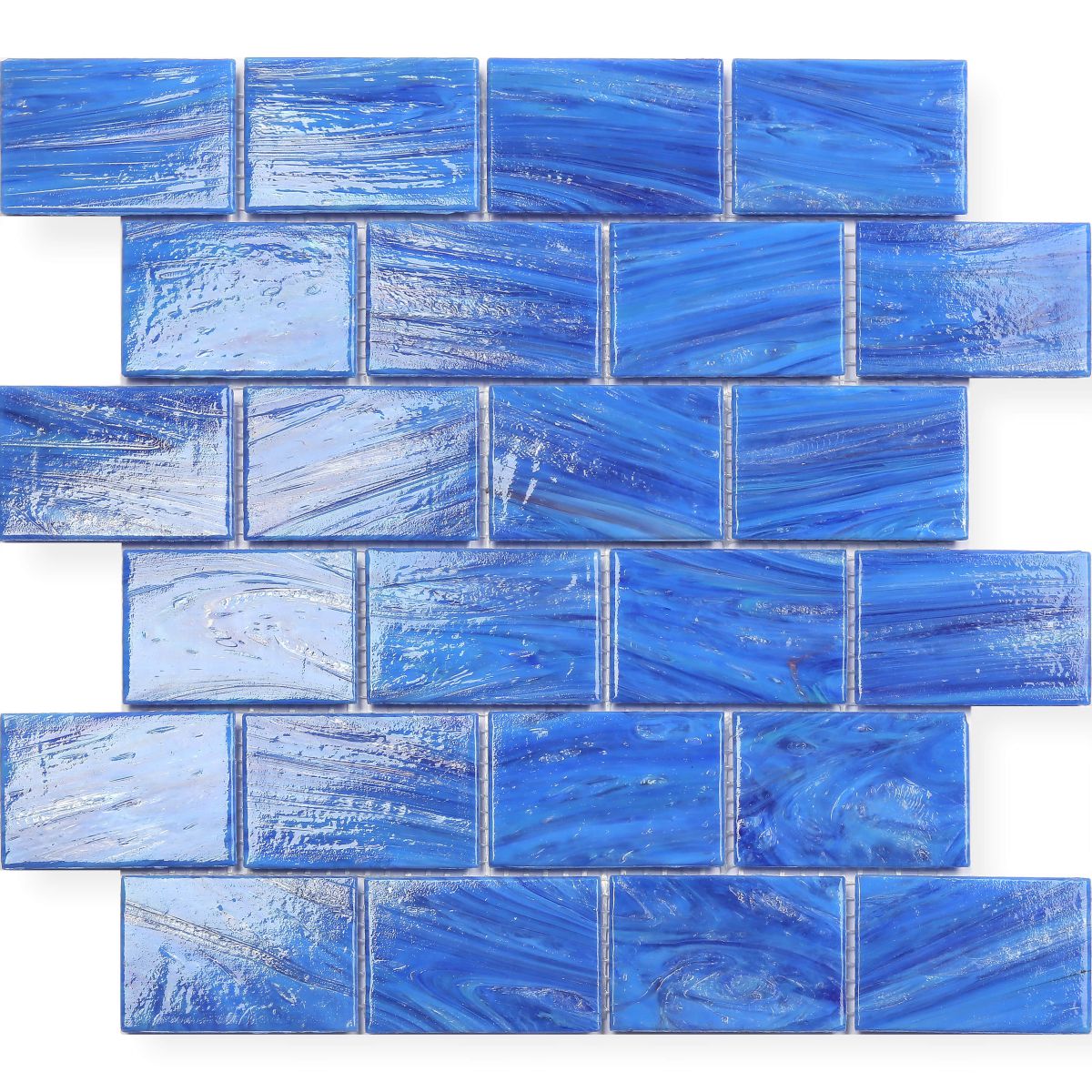 Brick Laying Blue Mosaic Pool Tile