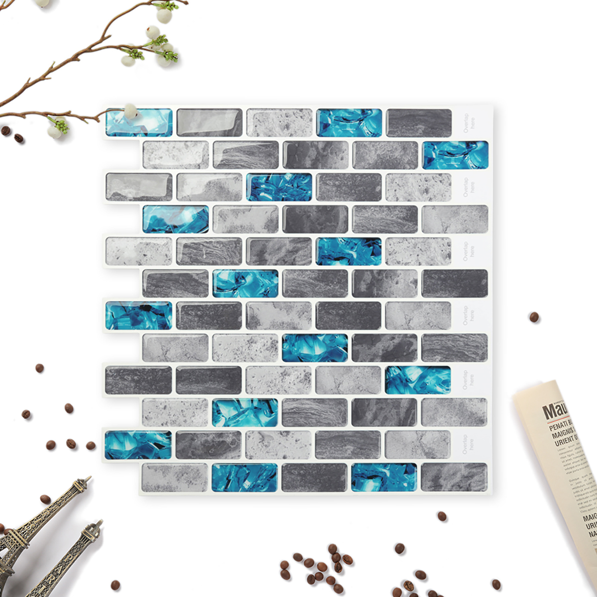 Gem Kitchen Self-adhesive Wall Mosaic Tiles Sheet