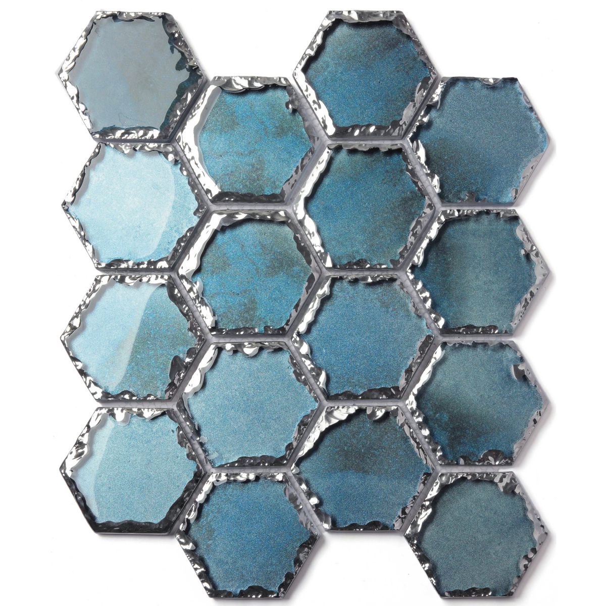 Hexagon Inkjet Printing Crystal Mosaic-Blue