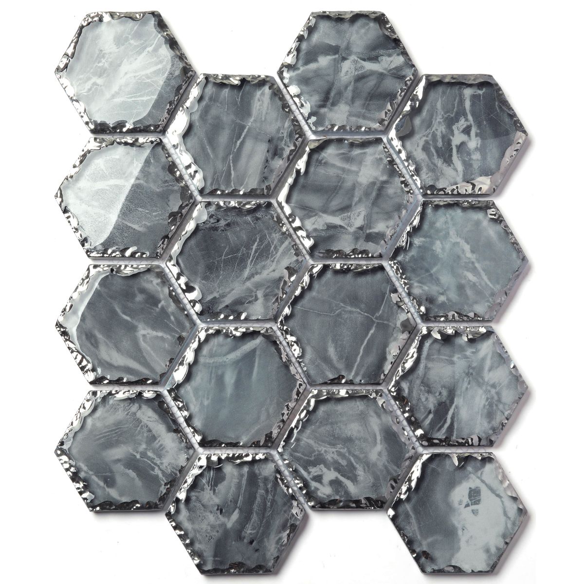 Hexagon Inkjet Printing Crystal Mosaic-Grey