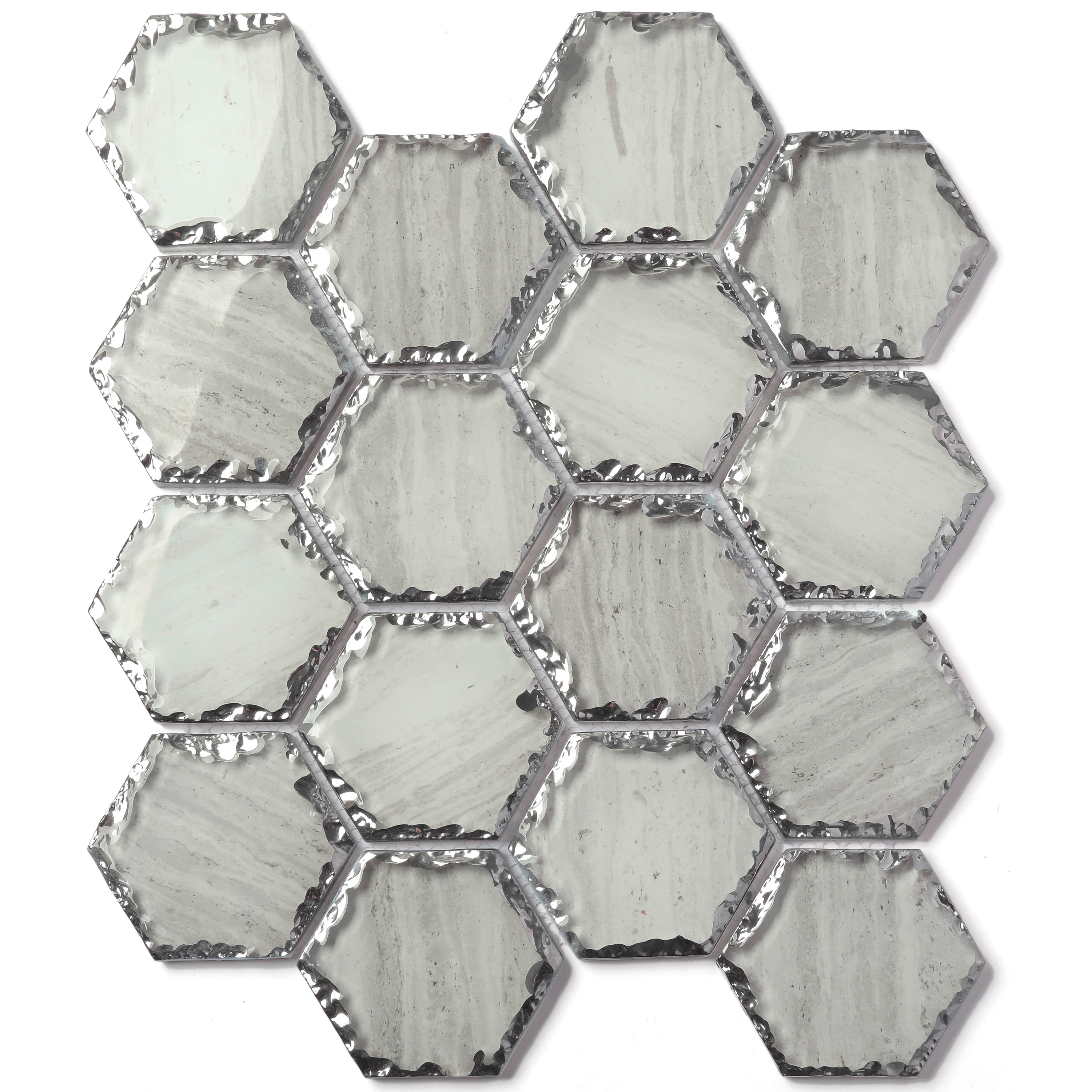 Hexagon Inkjet Printing Crystal Mosaic-Grey