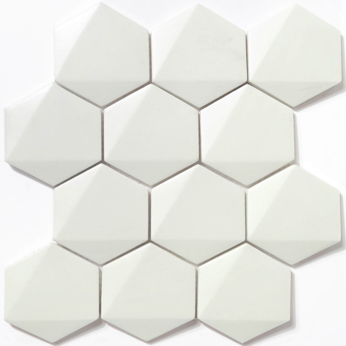 Cement Tile-Corner 3D Hexagon - White