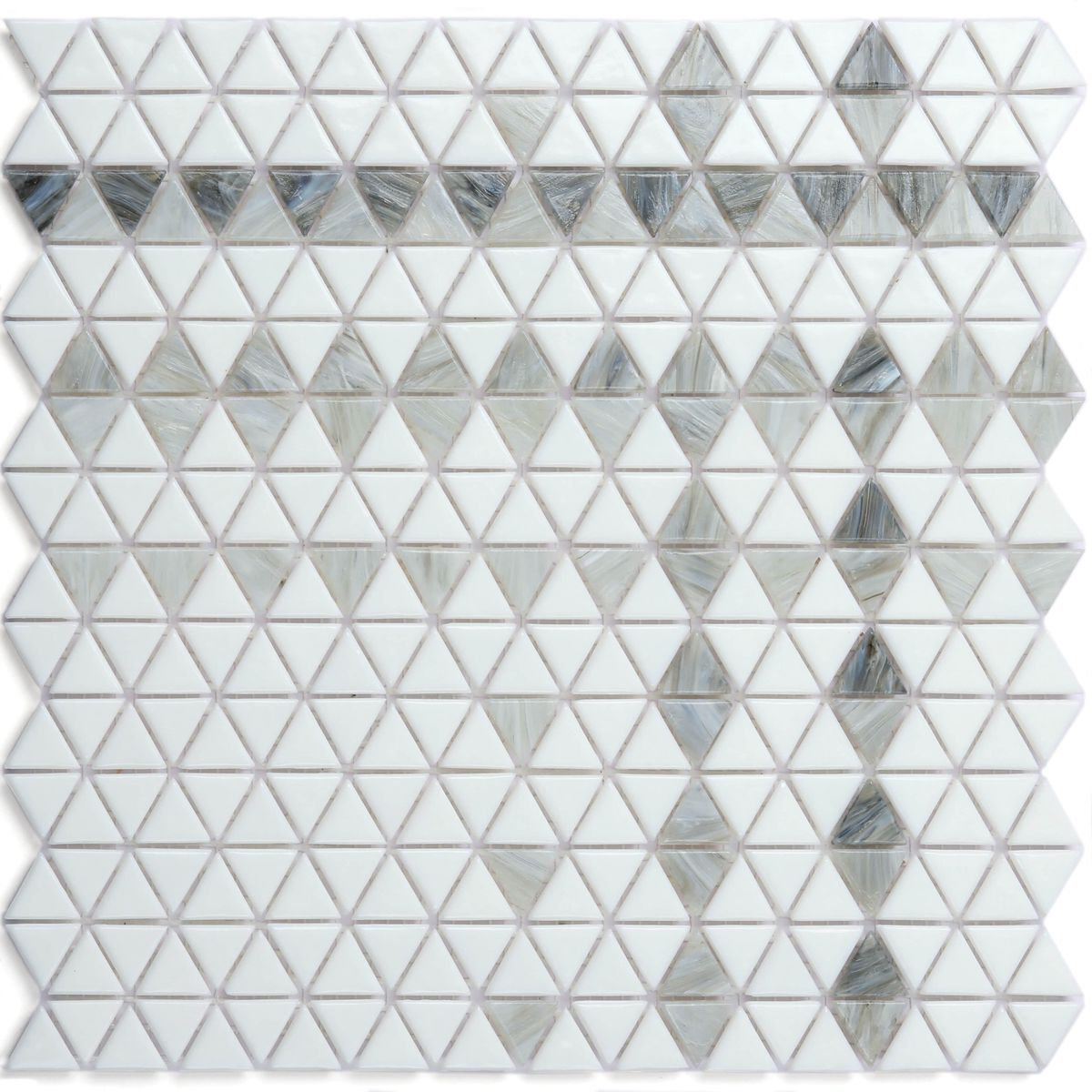 Glass mosaic puzzle pattern for bathroom wall