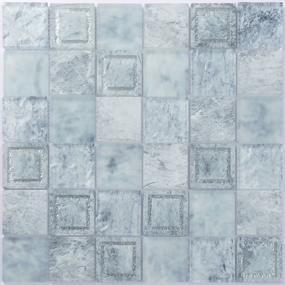 Silver Rock Crystal Mosaic Blue Tile