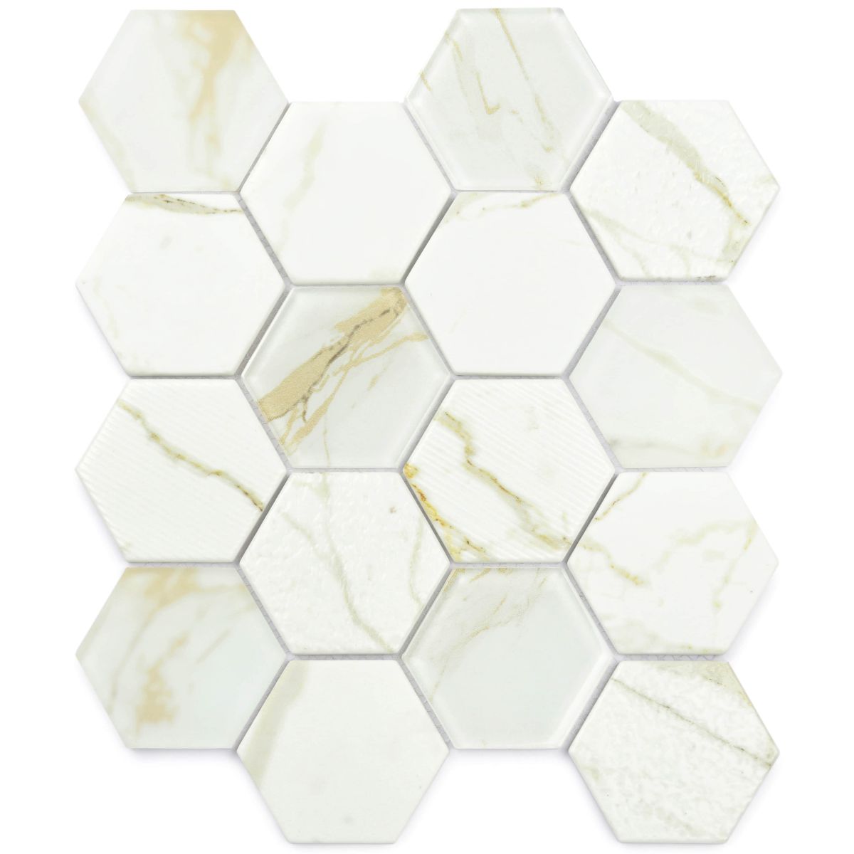 Printed Enamel & Crystal Mix-Hexagon