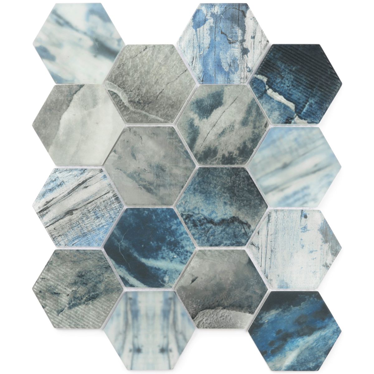 Printed Enamel & Crystal Mix-Hexagon