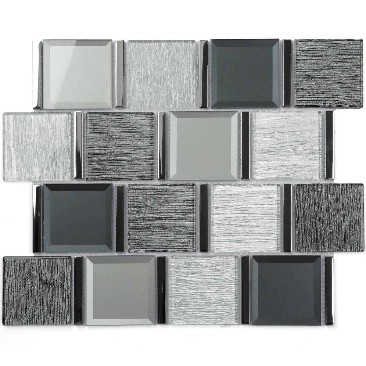 Brushed Metal Pattern Inkjet Glass Mosaic