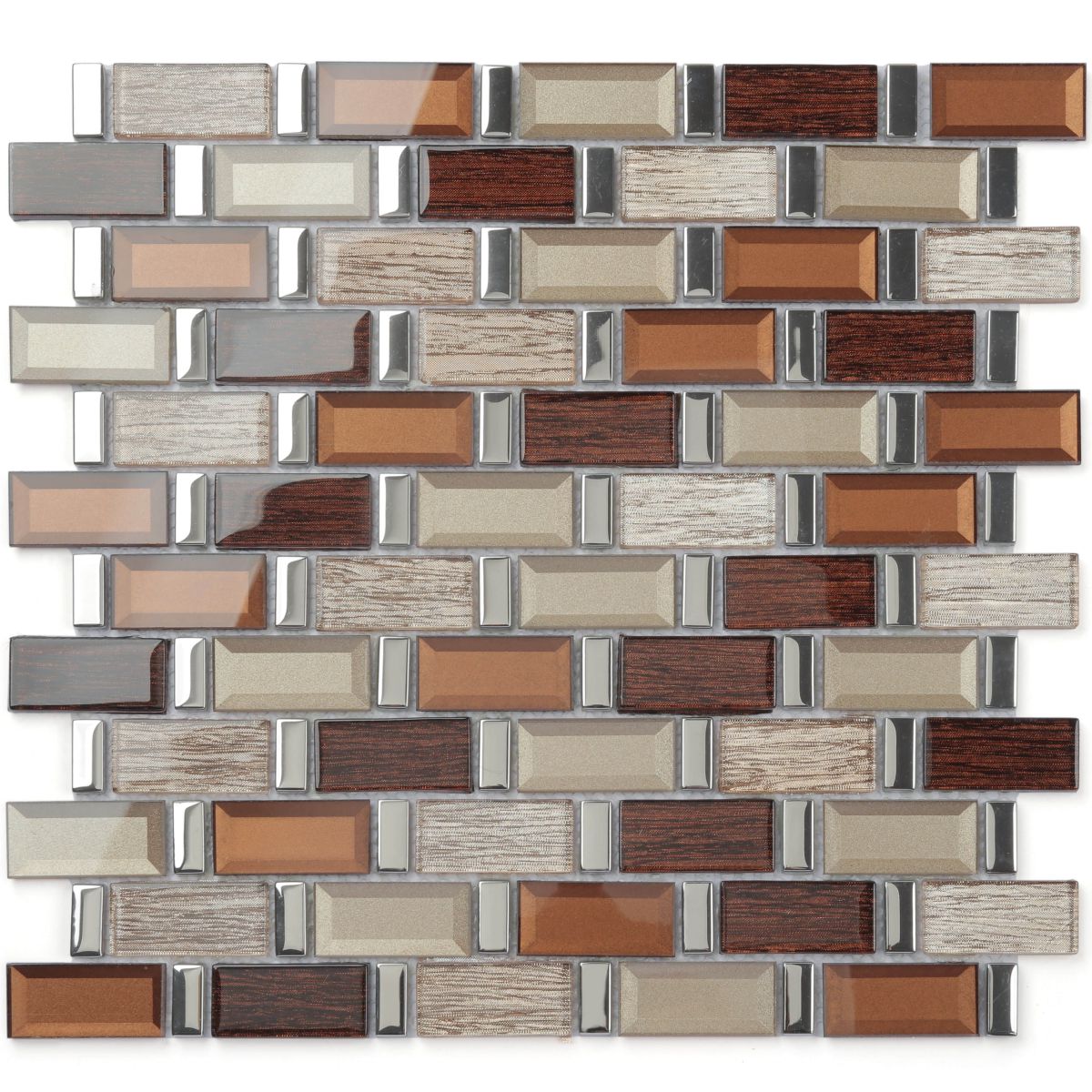 Interlock Bricks Glass Mosaic Tile