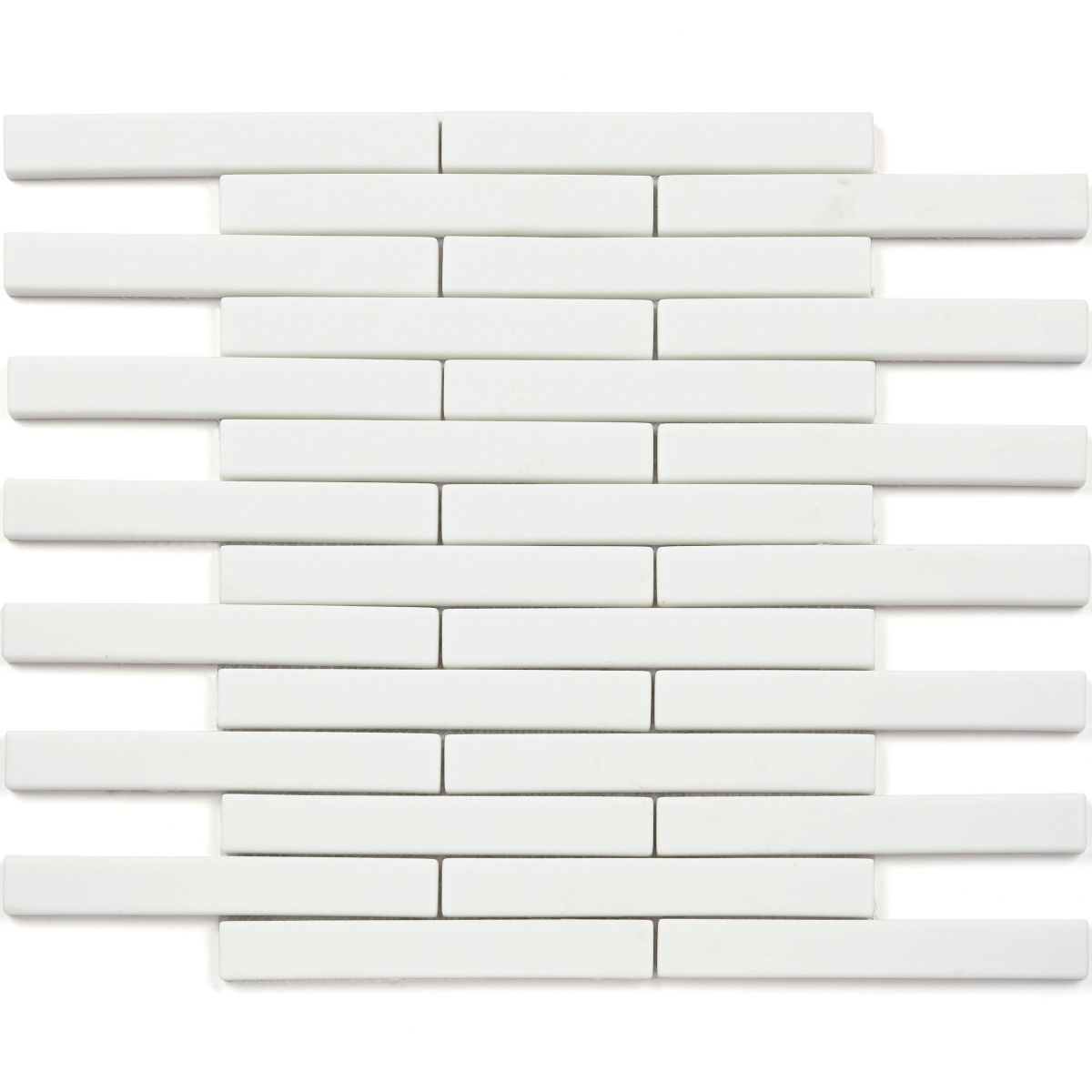 Pure White Strip Recycle Glass Mosaic