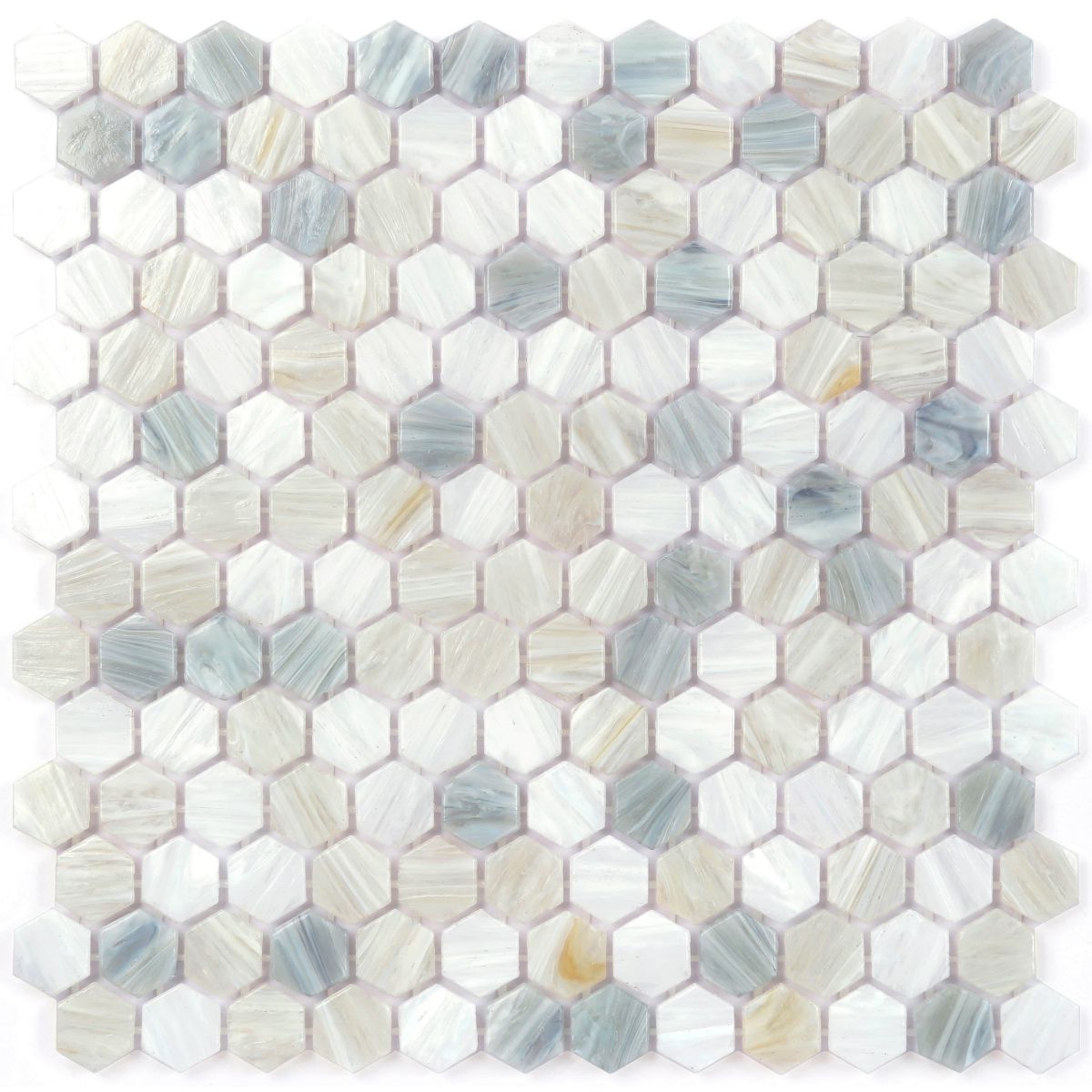 Hot Melt Hexagon Glass Mosaic String Veins - White
