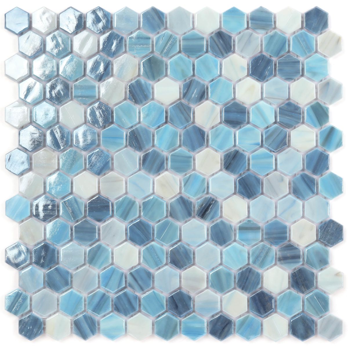 Hot Melt Hexagon Glass Mosaic String Veins - Blue
