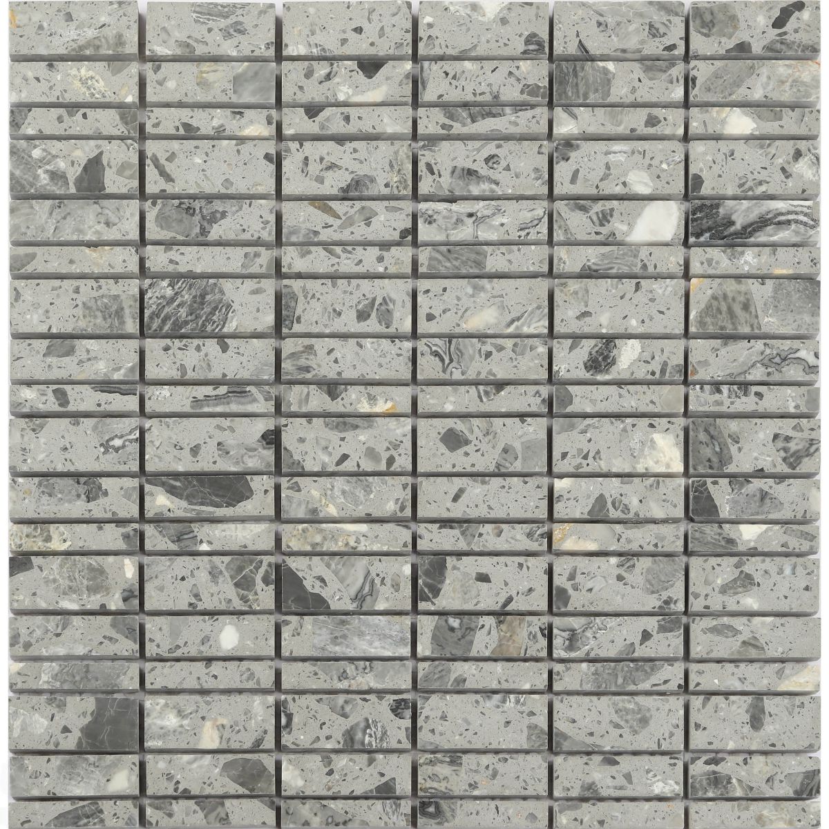 Terrazzo Long Strip Mosaic Tile - Grey