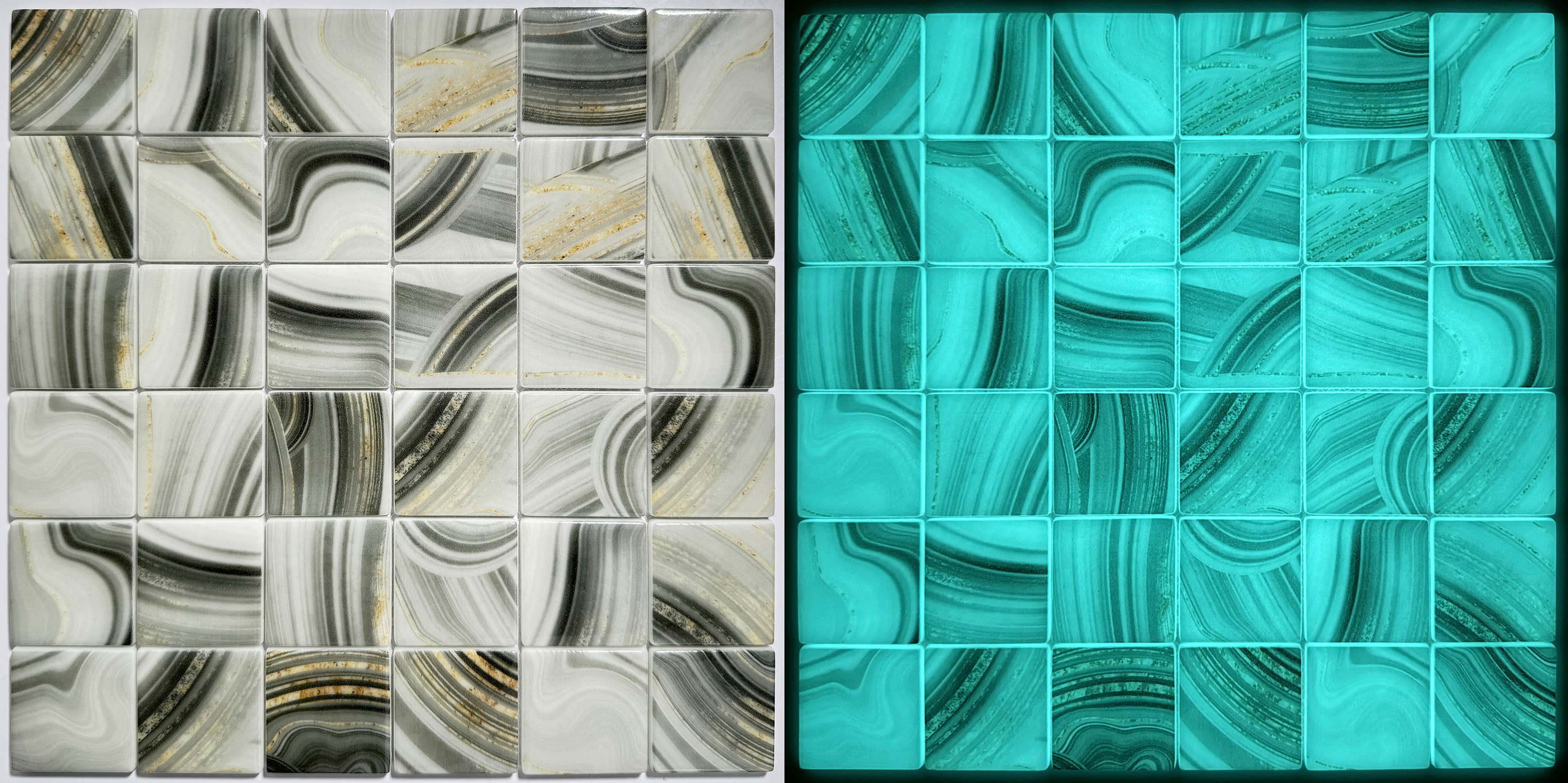 Enamel Glass Mosaic-Printed Luminous Enamel-AQUA