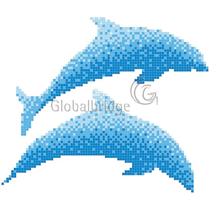 Dolphin Glass Mosaic Puzzle Mural Art