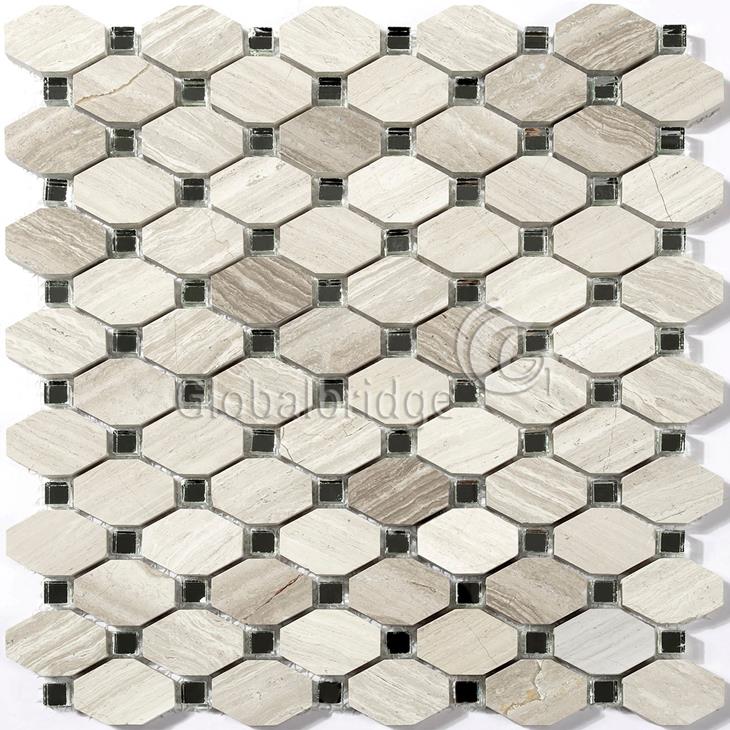 Glass&Stone Mosaic Hexagon Wall Tiles