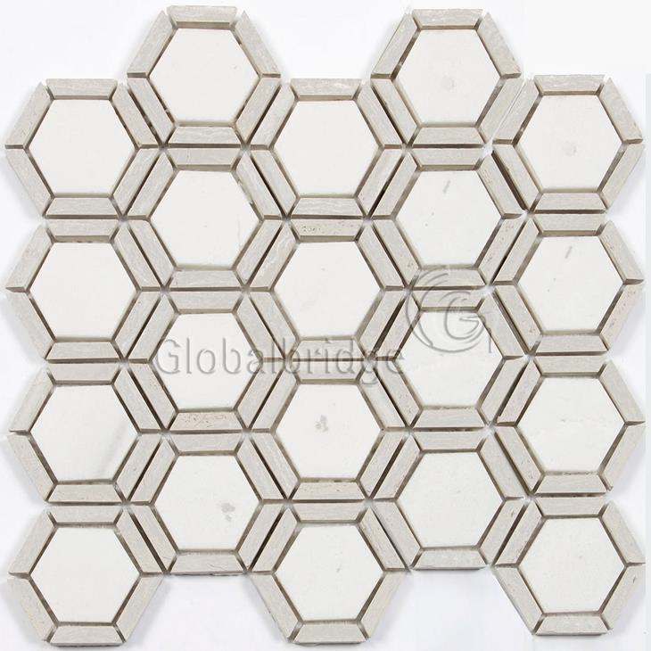 Irregular Hexagon Wet Area Mosaic Floor Tile