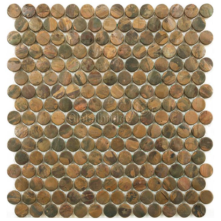 Penny Round Bronze Metal Mosaic Tiles