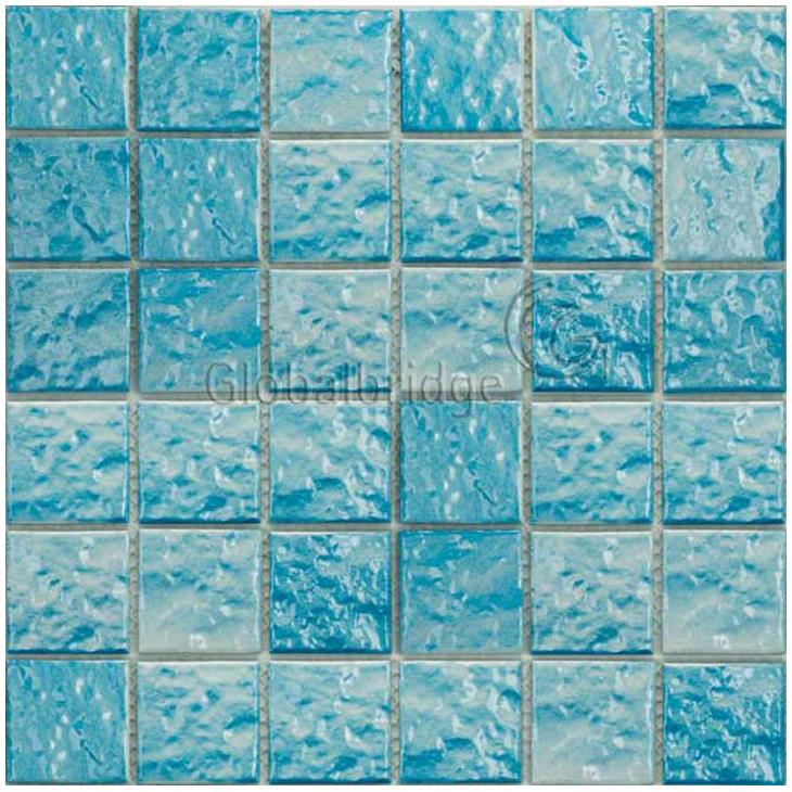 Wavy Glazed Blue Ceramic Wall Tile